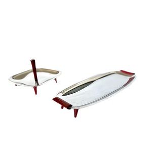 Midcentury Glo-Hill BakeLite + Chrome Platter